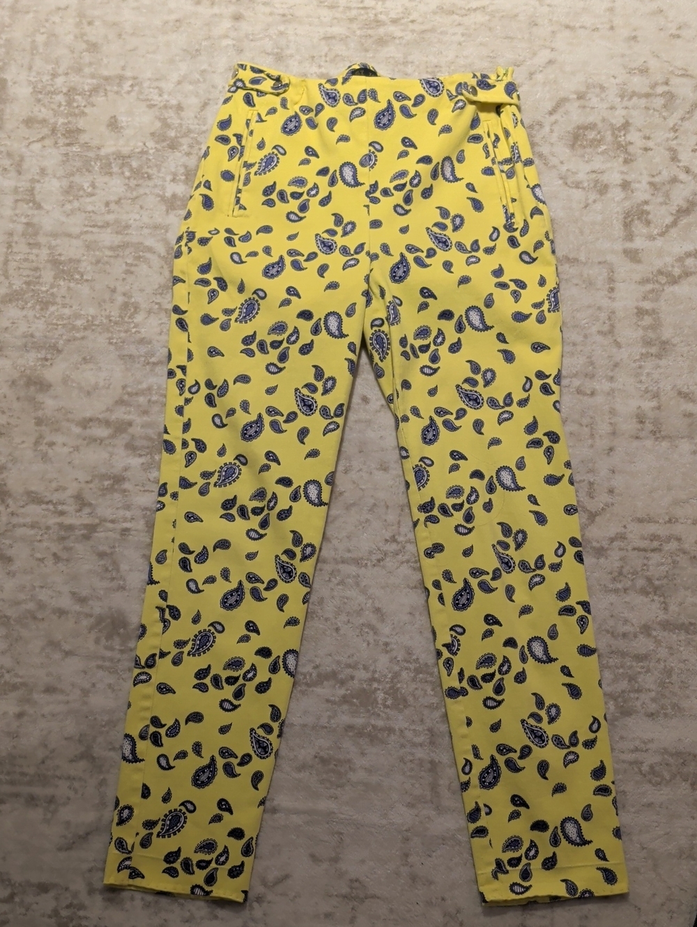 Zara Yellow Paisley Print Pants Size 8